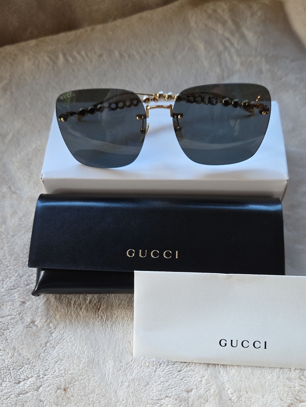 Gucci Women's Gold Frame Sunglasses with Gray Lenses